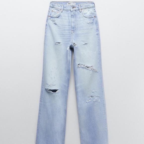 Zara 90s Distressed Wide Leg Jeans - Picture 5 of 7